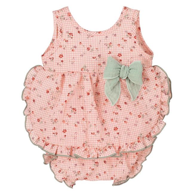 Picture of Calamaro Baby Summer Oregano Sleeveless Ruffle Jampant Set - Pink Mint