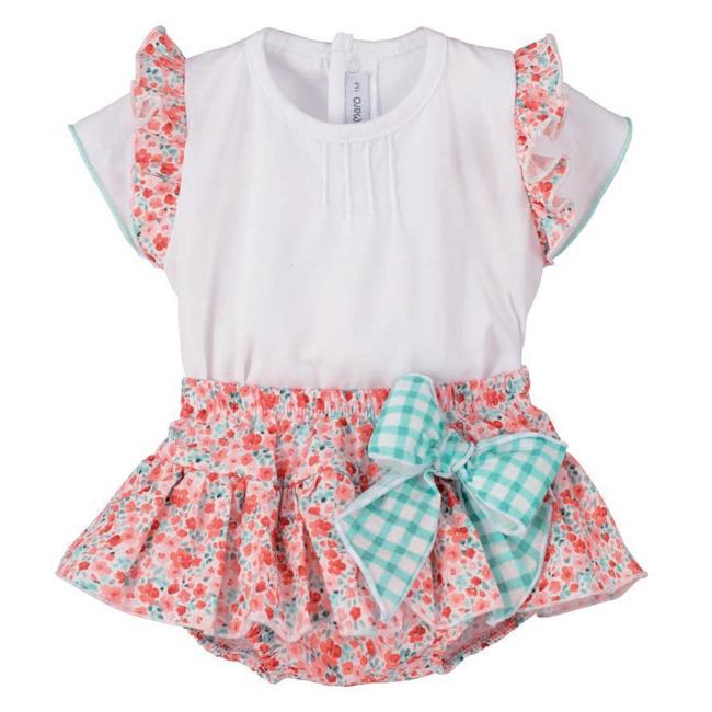 Picture of Calamaro Baby Summer Prunela Skirted Jampant Set - Mint Floral 