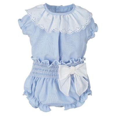 Picture of Calamaro Baby Summer Anis Large Bow Jampant Set - Pale Blue