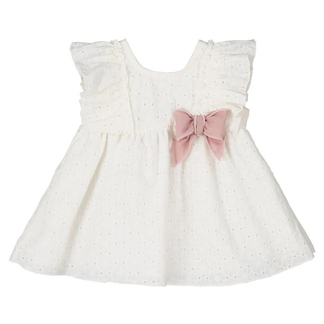 Picture of Calamaro Baby Summer Aliria Lace Dress With Bows - White Pink