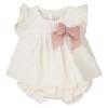 Picture of Calamaro Baby Summer Aliria Lace Jampants Set With Bow - White Pink