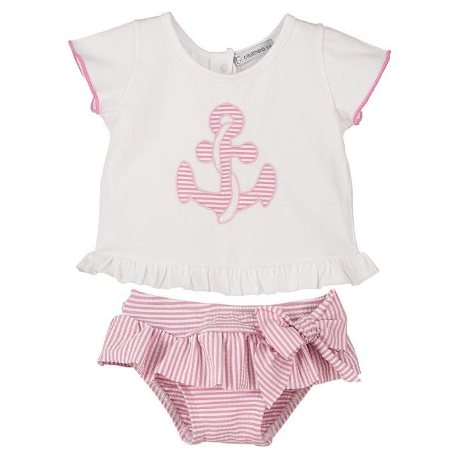 Picture of Calamaro Baby Summer Ancla Anchor Swim Set - White Pink