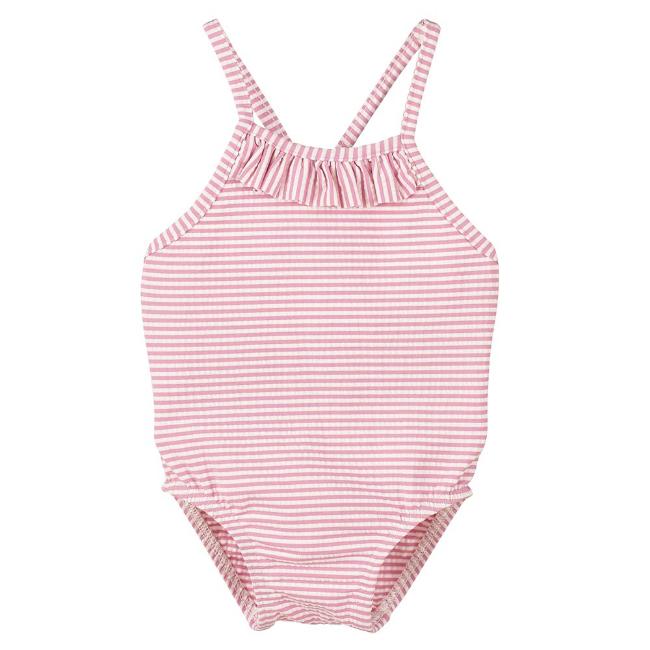 Picture of Calamaro Baby Summer Marinero Stripe Swimsuit- Pink