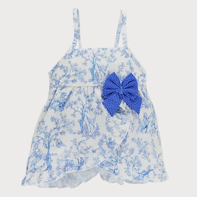 Picture of Sardon Toile De Jouy Girls Sun Dress - Blue