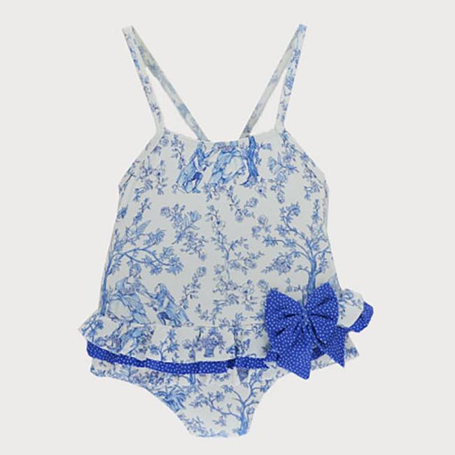 Picture of Sardon Toile De Jouy Girls Swimsuit - Blue