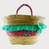Picture of Sardon Mexico Beach Basket With Ruffle & Bow - Coral