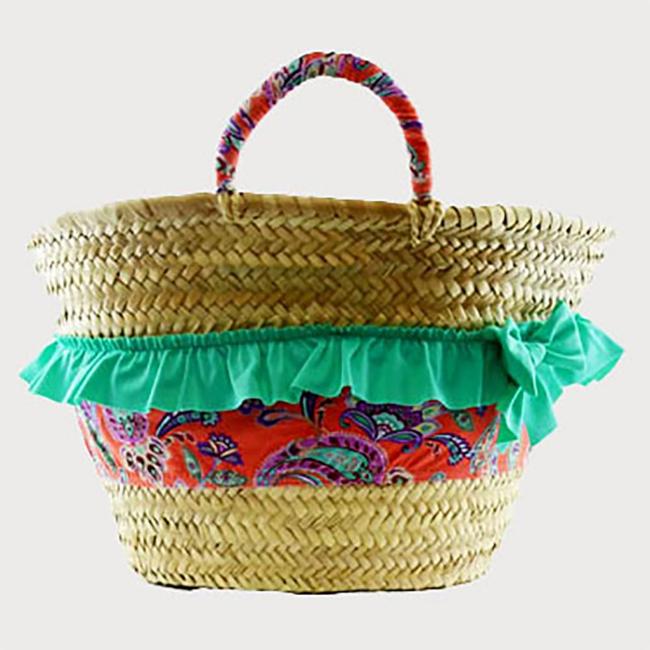 Picture of Sardon Mexico Beach Basket With Ruffle & Bow - Coral