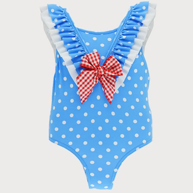 Picture of Sardon Topitos Girls Ruffle Swimsuit - Blue Polka