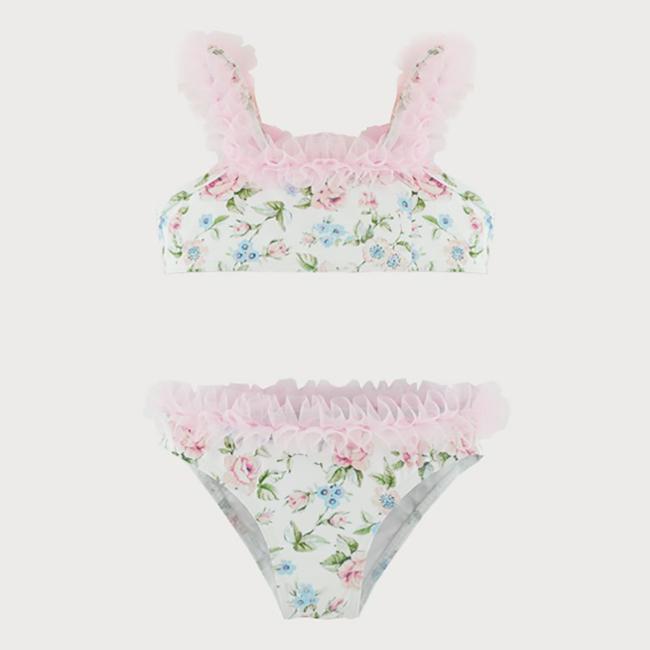 Picture of Sardon Rosas Girls Tulle Ruffle Bikini Set - Pink Floral