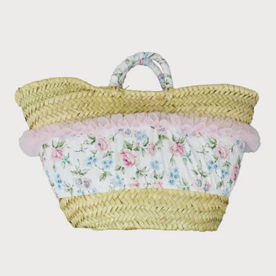 Picture of Sardon Rosas Beach Basket With Tulle Ruffle - Pink Floral