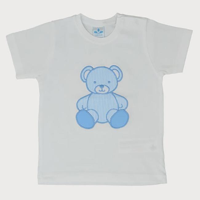 Picture of  Sardon Rayas Boys Fine Stripe Teddy T-shirt - Pale Blue