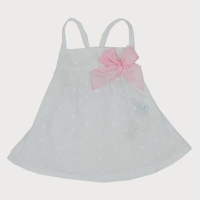 Picture of  Sardon Rayas Girls Broderie Anglaise Sun Dress - White Pink