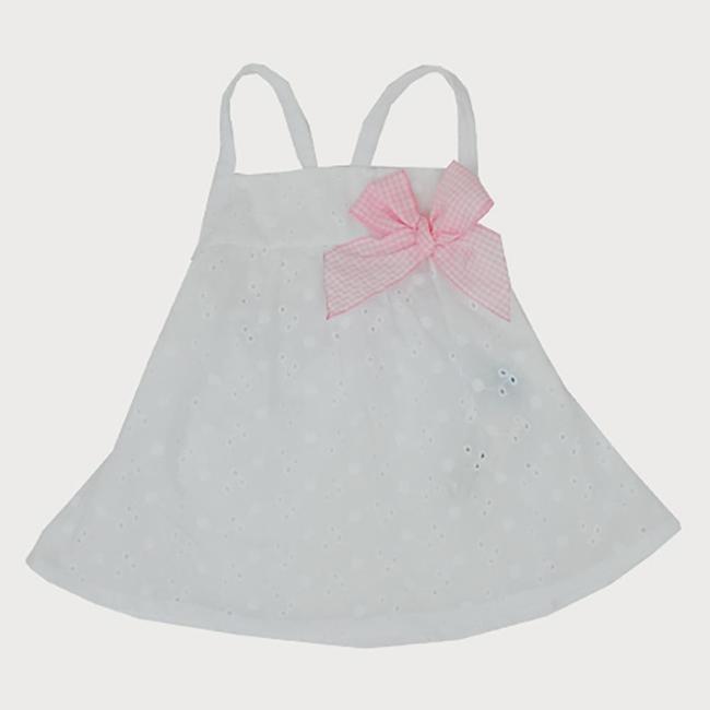 Picture of Sardon Rayas Girls Broderie Anglaise Sun Dress - White Pink