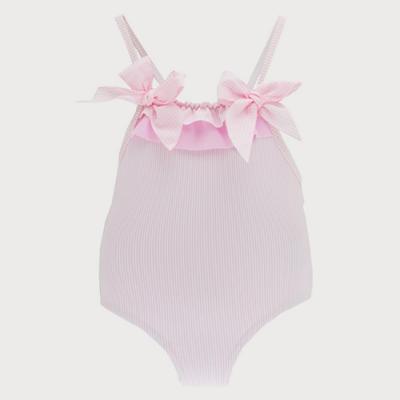 Picture of Sardon Rayas Girls Fine Stripe Ruffle Swimsuit - Pink 
