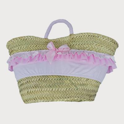 Picture of Sardon Rayas Beach Basket With Ruffle & Bow - Pink