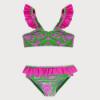 Picture of Sardon Kashmir Girls  Ruffle Bikini Set - Green Fuschia