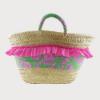 Picture of Sardon Kashmir  Beach Basket With Ruffle - Green Fuschia