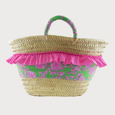 Picture of Sardon Kashmir  Beach Basket With Ruffle - Green Fuschia