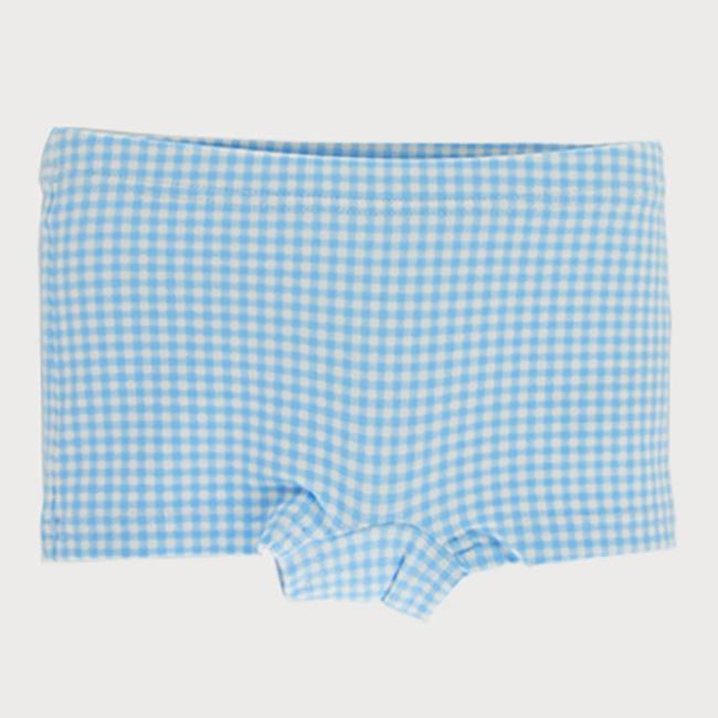 Picture of Sardon Vichy Boys Gingham Lycra Swim Trunks - Pale Blue