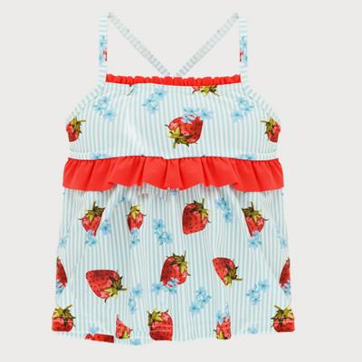 Picture of Sardon Strawberries Girls Ruffle Sun Dress - Blue Red