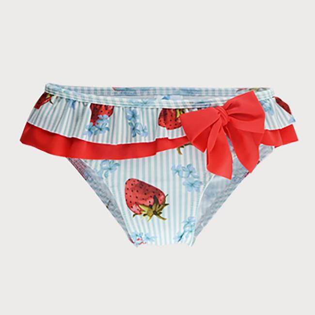 Picture of Sardon Strawberries Girls Ruffle Swim Bottoms - Blue Red