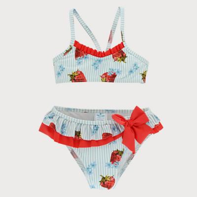 Picture of Sardon Strawberries Girls  Ruffle Bikini Set - Blue Red