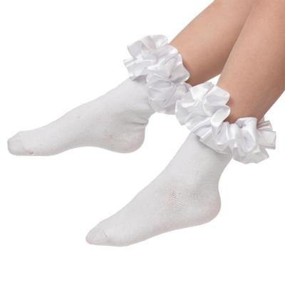 Picture of Caramelo Kids Girls Satin Ribbon Ankle Socks - White