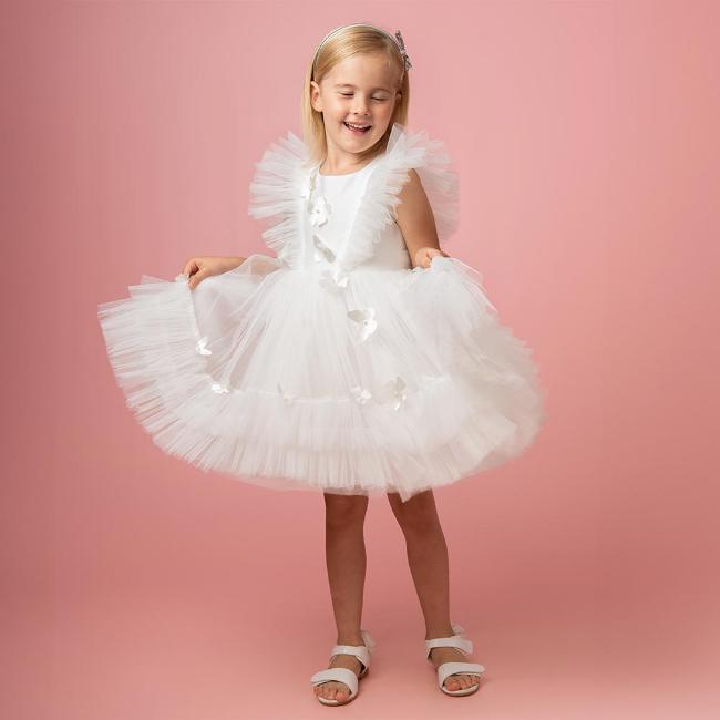Picture of Caramelo Kids Girls Pearl Flower Party Dress - Ivory
