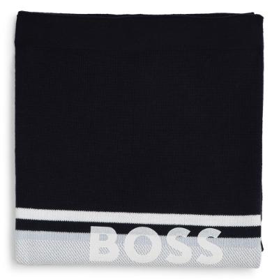 Picture of BOSS Baby Boys Knitted Cotton Logo Blanket - Navy