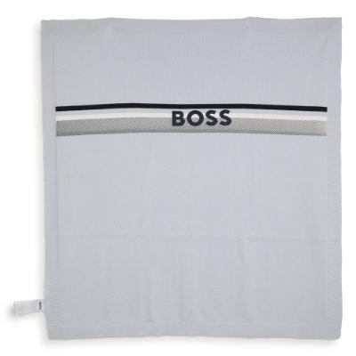 Picture of BOSS Baby Boys Knitted Cotton Logo Blanket - Blue