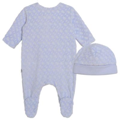 Picture of BOSS Baby Boys Towelling Babygrow & Hat Set - Blue