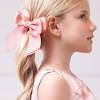 Picture of Abel & Lula Girls Grosgrain Bow With Tails Hair Clip - Blush Pink