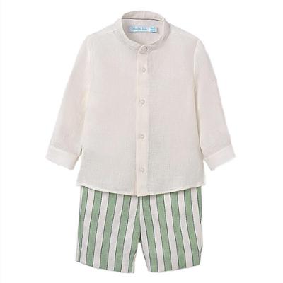 Picture of Abel & Lula Baby Boys Shirt Shorts Set x 2 - Beige Green 