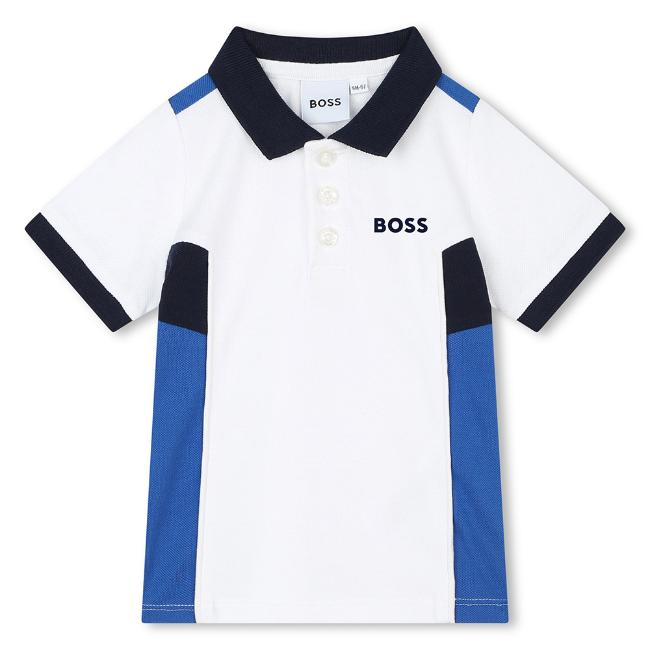 Picture of BOSS Toddler Boys Polo Shirt - White Blue 
