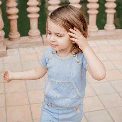 Picture of Rahigo Boys Summer Knit Shorts & Jumper Set X 2 - Baby Blue Cream  