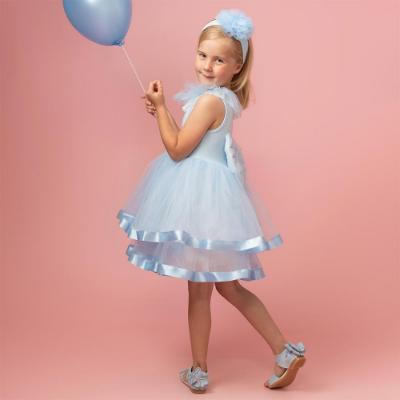 Picture of Caramelo Kids Girls Tulle Diamante Party Dress & Headband - Sky Blue