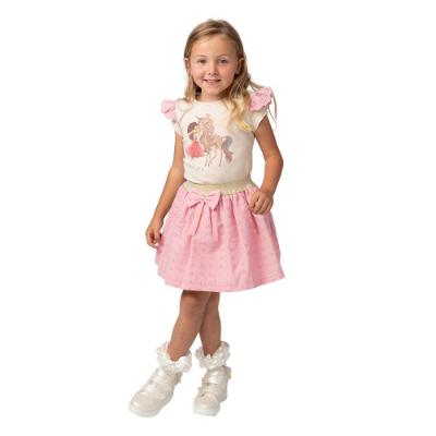 Picture of Caramelo Kids Girls Diamante Unicorn Top & Broderie Anglais Skirt Set - Pink