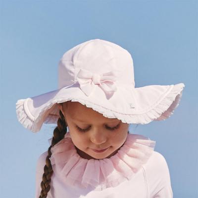 Picture of PRE ORDER Caramelo Kids Girls Tulle Frill Sunhat With Bow - Pink