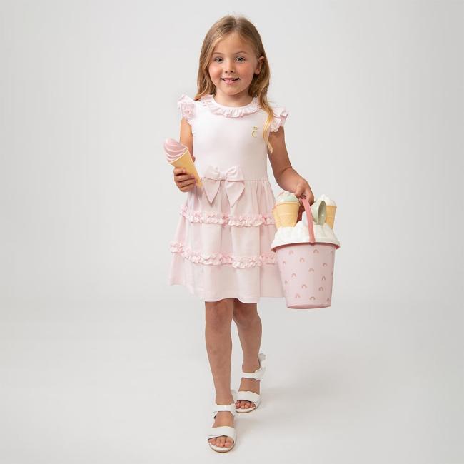 Picture of Caramelo Kids Girls Tiered Frill Dress With Bow - Pink