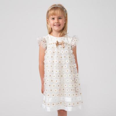 Picture of Caramelo Kids Girls Gold Daisy Party Dress - Ivory