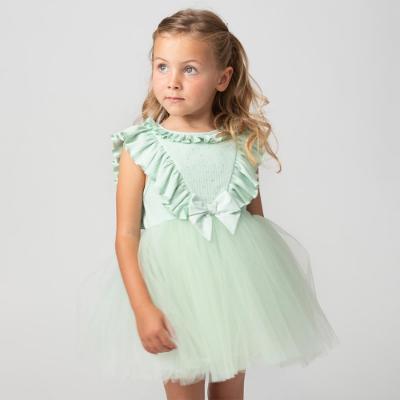 Picture of Caramelo Kids Girls Ribbed Tulle Dress With Hairband - Mint Green