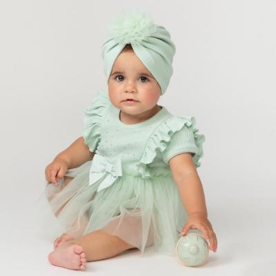 Picture of Caramelo Kids Baby Girls Ribbed Tulle Dress With Turban - Mint Green 