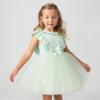 Picture of Caramelo Kids Baby Girls Ribbed Tulle Dress With Turban - Mint Green 