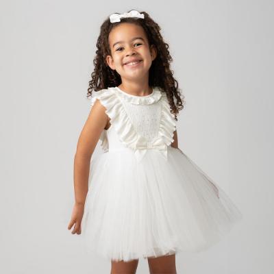 Picture of Caramelo Kids Baby Girls Ribbed Tulle Dress With Turban - Ivory