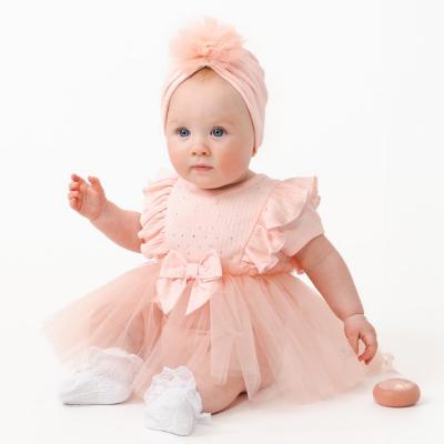 Picture of Caramelo Kids Baby Girls Ribbed Tulle Dress With Turban - Pink