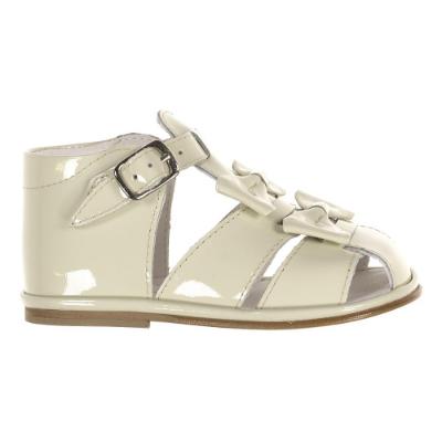 Picture of Borboleta Dina Double Fixed Bow Patent Sandal - Ivory