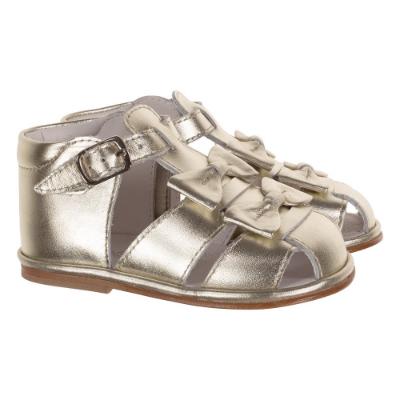 Picture of Borboleta Dina Double Fixed Bow Leather Sandal - Gold Metallic