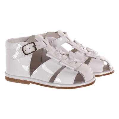 Picture of Borboleta Dina Double Fixed Bow Patent Sandal - White