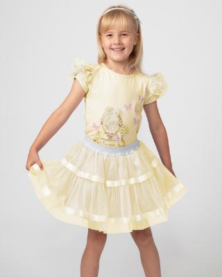 Picture of Caramelo Kids Girls Pearl Vanity Top & Tulle Skirt Set - Lemon