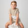 Picture of Caramelo Kids Boys Crew Neck Waffle Cotton Leisure Shorts Set - Beige